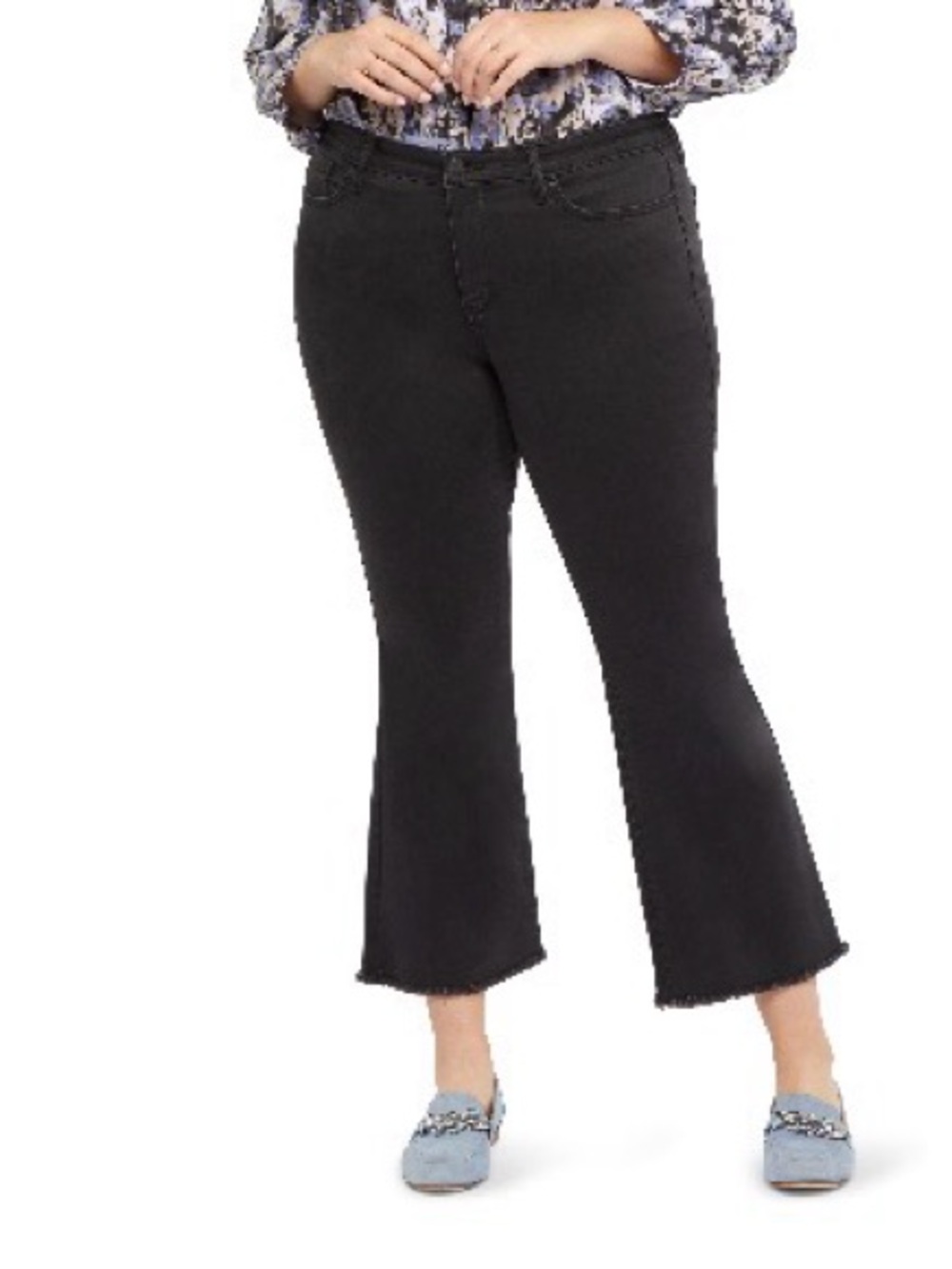 NYDJ Black Ava Fray Hem Ankle Flare - Plus Size